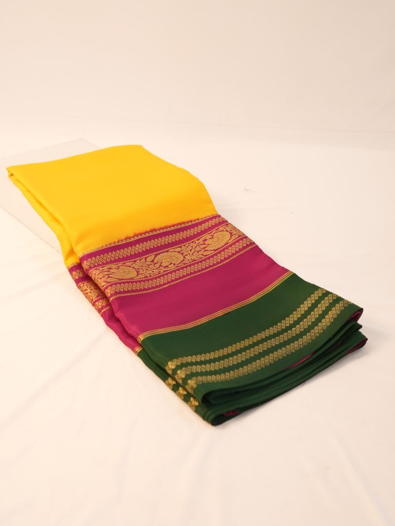 Pink Green Mysore Silk Saree in weddings - Image 2