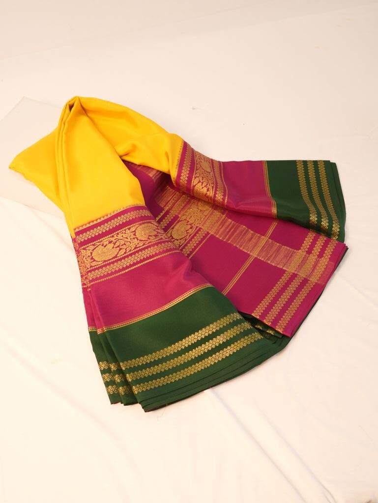 Pink Green Mysore Silk Saree in weddings - Image 6