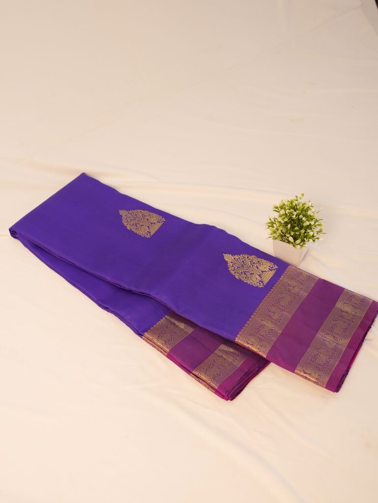 Kanchipuram Silk Saree with Gold Butta - Image 6