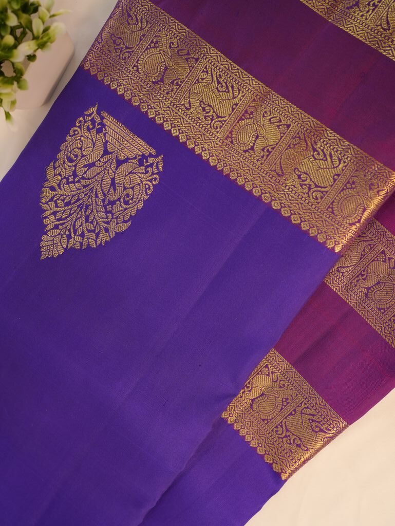 Kanchipuram Silk Saree with Gold Butta - Image 2