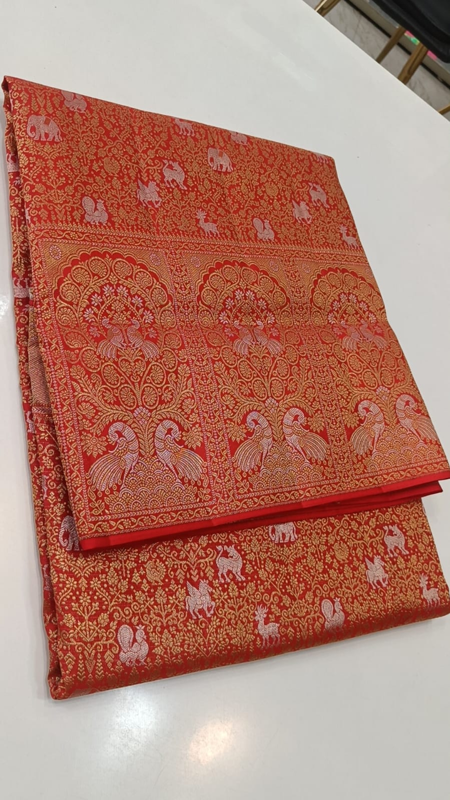 Kanchipuram 2 Gram Gold Zari Handloom Meenakari Saree - Image 4