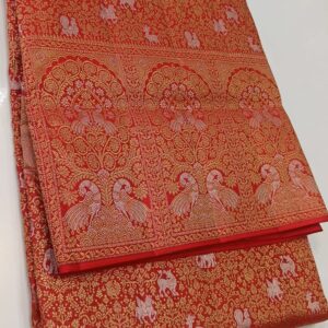 Kanchipuram 2 gram gold zari handloom meenakari saree