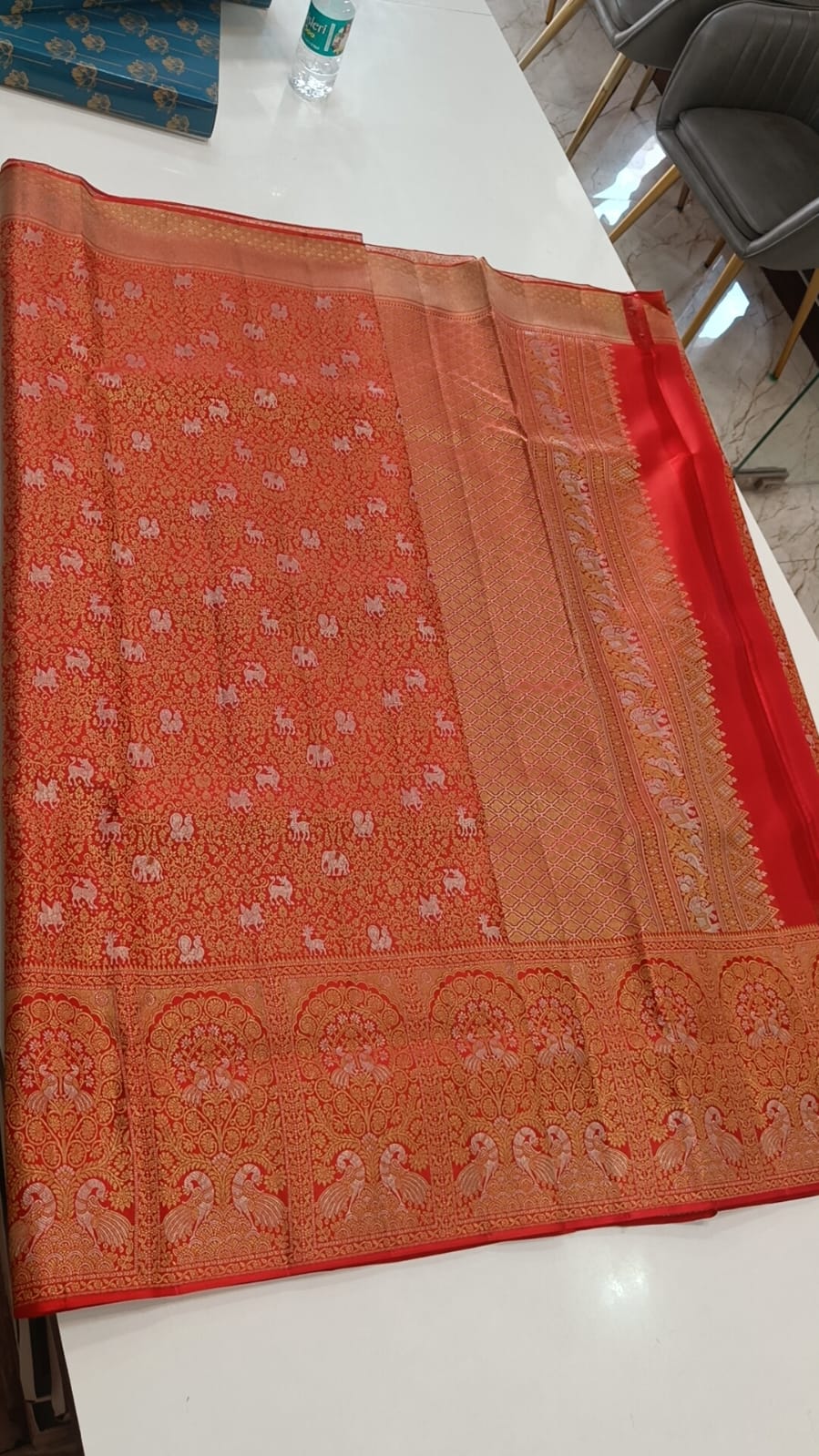Kanchipuram 2 Gram Gold Zari Handloom Meenakari Saree - Image 2