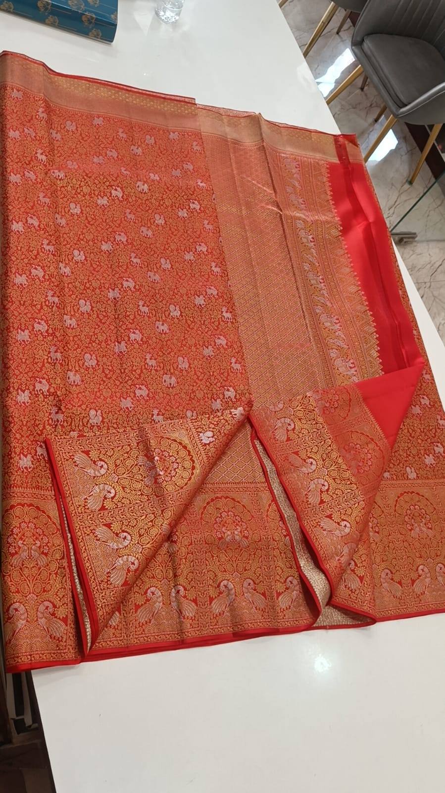 Kanchipuram 2 Gram Gold Zari Handloom Meenakari Saree - Image 3